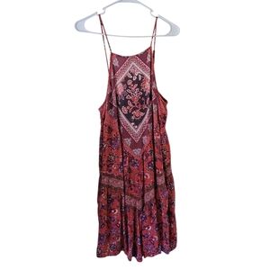 American Eagle Vibrant Red Floral Dress